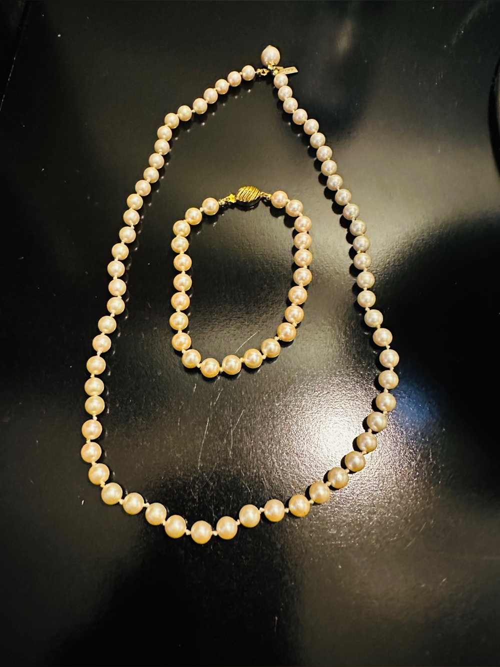 Classic Pearl Bead Necklace and Bracelet*Vintage*Marvella